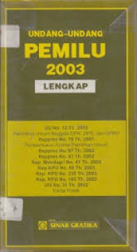 Image of Undang-undang Pemilu 2003 lengkap
